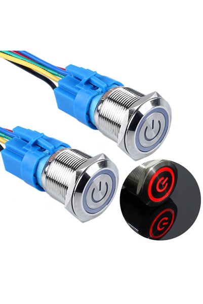 Generic 2pcs 22mm Metal Waterproof Anti-Vandal Latching Push Button Switch Si...