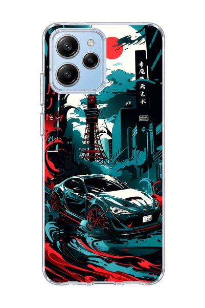 lelia Poco M6 Pro 5g Compatible Sports Car Tokyo Tower Printed Transparent Ph...