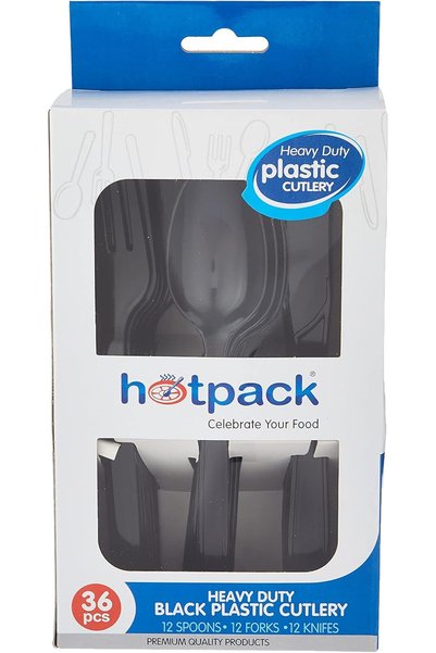 Generic Black Heavy Duty Cutlery 12 Spoon + 12 Fork + 12 Knife