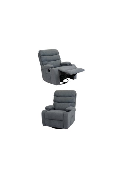 IN HOME STORE Comfortable Recliner Chair with Footstool Grey Fabric