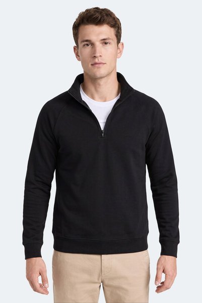 Slazenger Malika Black Zippered Stand Collar Men's Sweatshirt