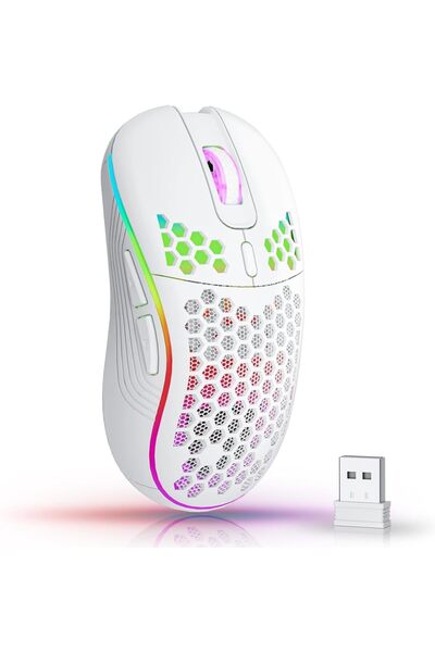 SupWolf فأرة ألعاب لاسلكية، فأرة USB لاسلكية 2.4G مع إضاءة خلفية RGB، فأرة قا...