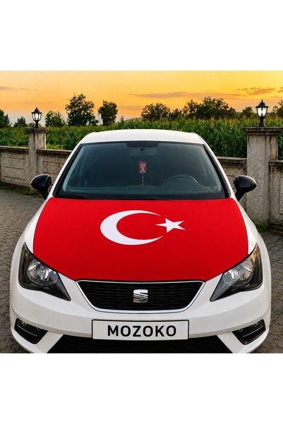 MOZOKO Türk Bayrağı Lastikli Kaput Örtüsü 150x120 cm, Esnek Kumaş Araç Kaput ...