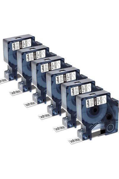 Generic 6-Pack Replace for DYMO D1 Label Tape 45013 Black on White 1/2 Inch x...
