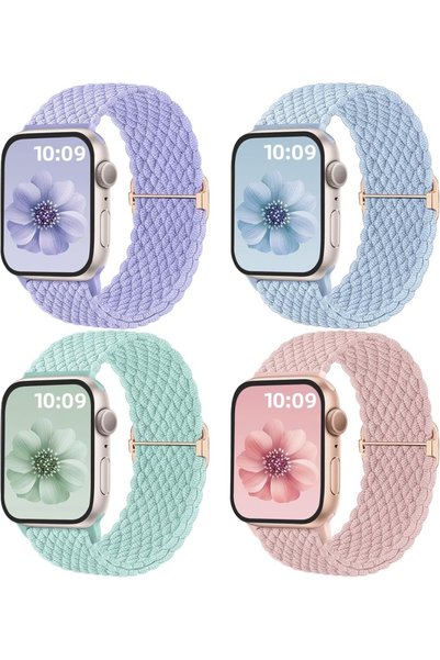 Type-C Set de 4 curele elastice împletite Type-C pentru Apple Watch (Compatib...