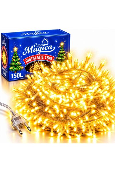 More Ghirlandă luminoasă LED 15m cu 150 MicroLED-uri, cablu transparent, lumi...