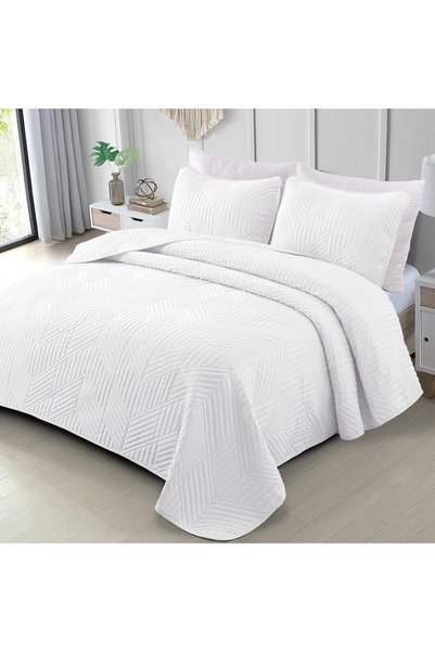 Generic Ultrasonic Full Queen Quilt Bedding Set, Lightweight White Bedspreads...