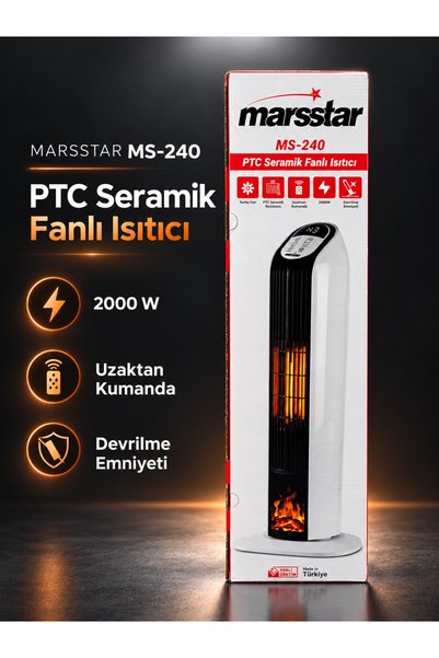 Marsstar MS-240 2000W PTC Seramik Fanlı Kule Isıtıcı – Uzaktan Kumandalı