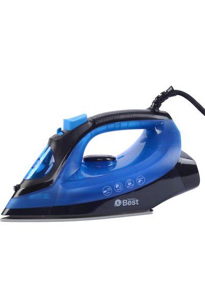 Generic 1800-2200W Steam Iron, Black/Blue-BSI-002