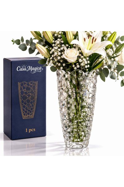 More Thick glass vase 25x11.5x7cm, Transparent, Bubble pattern ()
