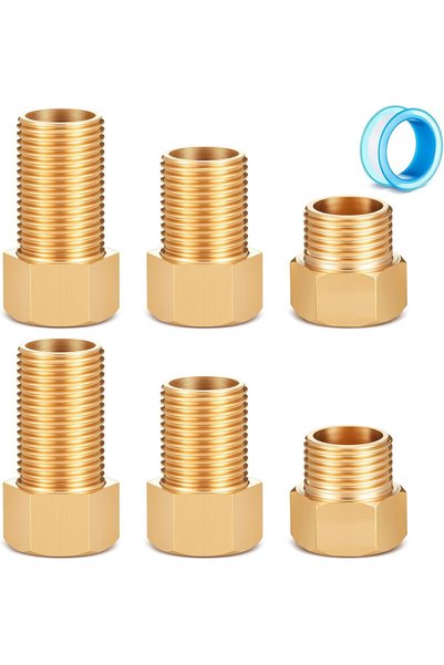 Generic مجموعة محولات نحاسية للتمديد 6 قطع مقاس 1/2 بوصة، وصلات تمديد أنابيب ...