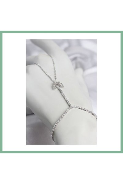 BŞK VİRGO Silver Color Brass Zircon Stone Butterfly Model Şahmeran Bsk2026