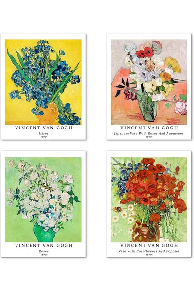 Generic Wall Art Unframed Prints Giclee Art Paper Set of 4, 11x14 inch Flower...