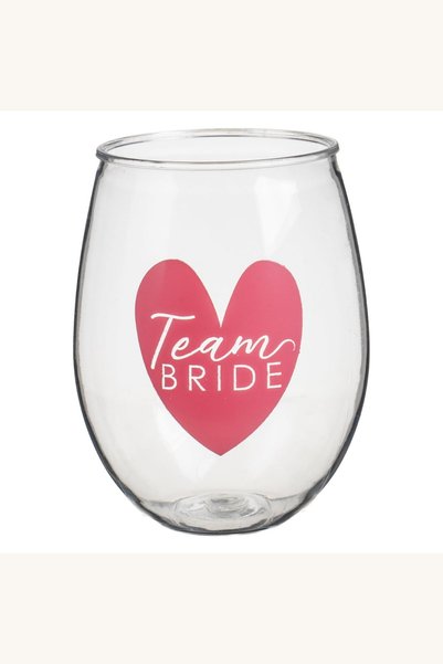 Comerivo Pahar plastic transparent Team Bride, inima fucsia, 470ml pentru pet...