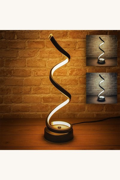 Comerivo Veioza LED spiralata neagra cu 3 nuante si USB, 12x37cm