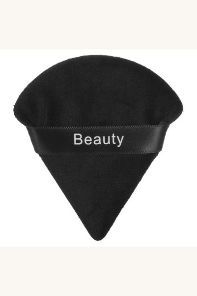 Comerivo Burete triunghiular negru pentru machiaj si pudra 8x9cm cu banda pen...