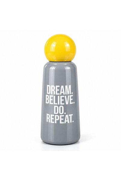 Giftpoint Double-Walled Steel Water Bottle, 500 ml, Gray/Yellow, GP-3552