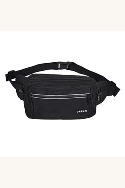Comerivo Geanta de umar pentru barbati neagra cu patch Urban, 26x10x16 cm
