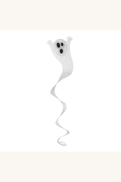 Comerivo Fantomă de Halloween suspendabilă, din spumă moale, albă cu ochi neg...