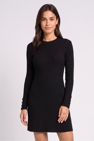 CLAIRE Women Knitted Sweater Dress, Black