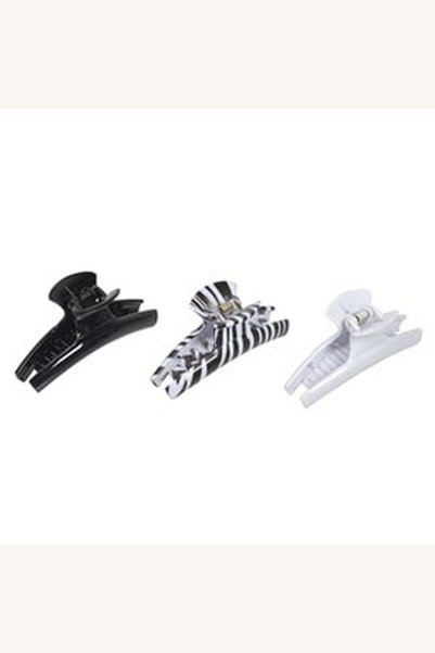 Comerivo Set 3 clame de par cu dungi alb-negru pentru femei, 9cm