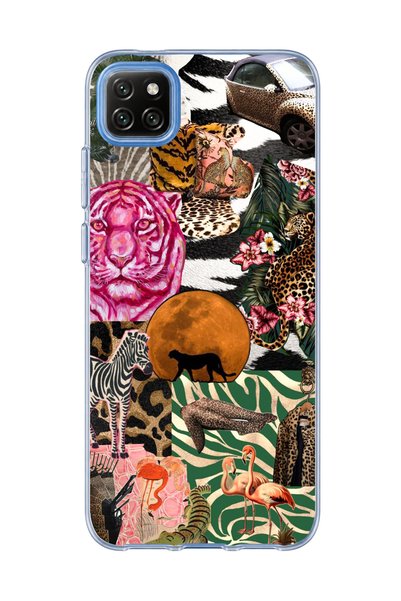 lelia حافظة هاتف شفافة مطبوعة بتصميم Wild Animal Collage متوافقة مع Redmi 9C
