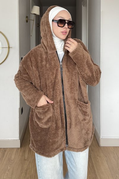 SaklıButik Oversize Düz Peluş Hırka