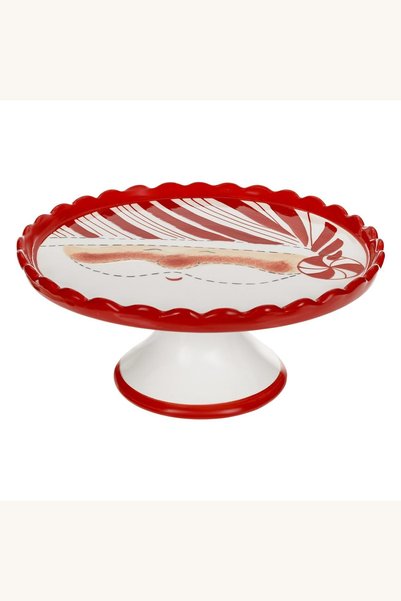 Comerivo Tava pentru prajituri cu picior din ceramica, design Mos Craciun, al...