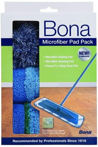 Generic 3-Piece Microfiber Cleaning Pad Set Blue 16.5inch AX0003496