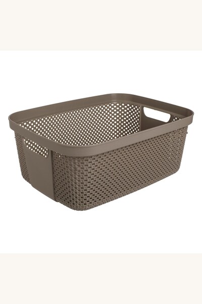 Comerivo Cos organizare plastic perforat taupe 12L, 37.5x28x15cm