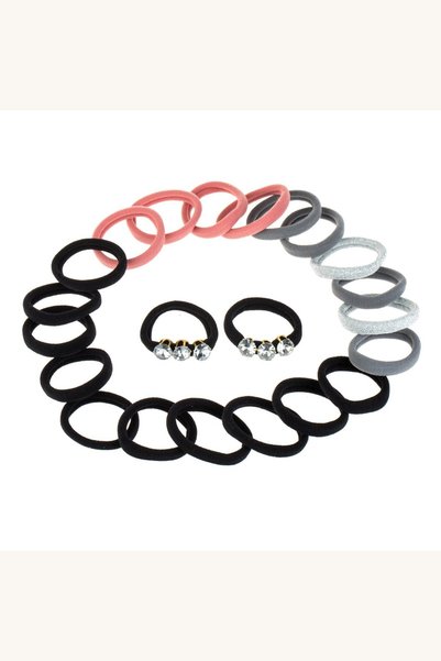 Comerivo Set 22 elastice par frotte multicolore cu strass si lurex pentru femei