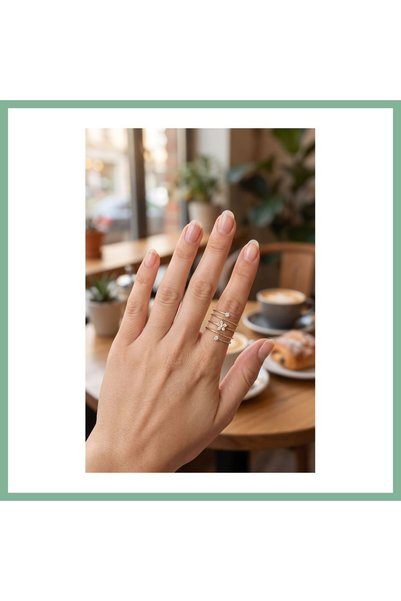 BŞK VİRGO Brass Gold Color Spiral Lotus Model Women's Ring Bsk2026