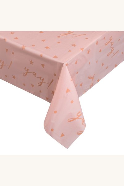 Comerivo Fata de masa plastic pentru petrecere roz cu stelute aurii 180x120cm