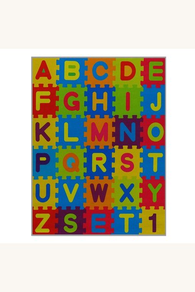 Comerivo Covoras Decorativ Dreptunghiular cu Puzzle si Litere 120x90cm