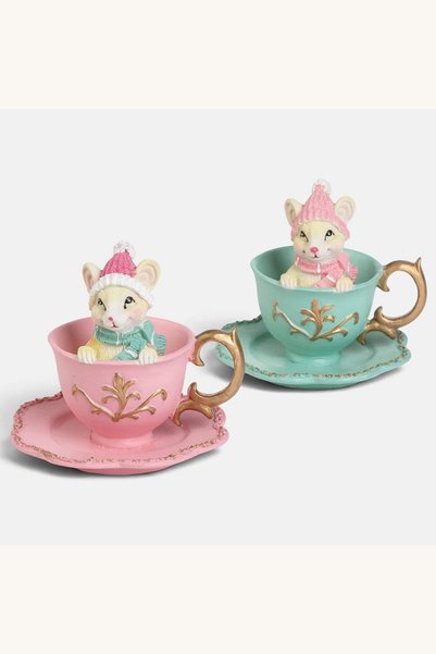 Comerivo Decorațiune de Crăciun cu șoricel, acadea pastel roz și verde, pentr...