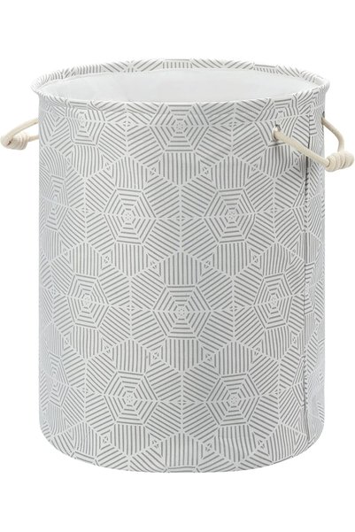 Generic Round Laundry Basket with Printed Dimonds - White, 40x50cm 62L Collap...