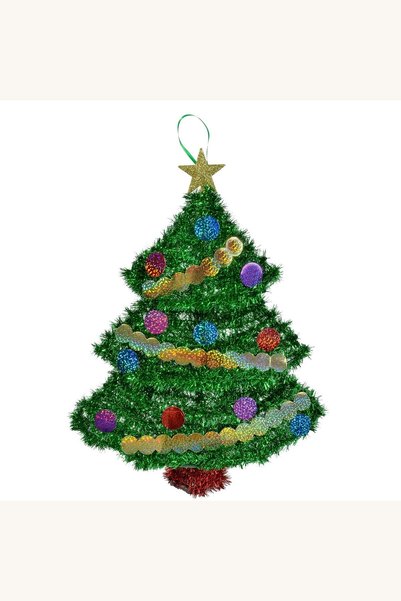 Comerivo Decoratiune perete brad 3D cu beteala verde 42x35 cm pentru sarbatori