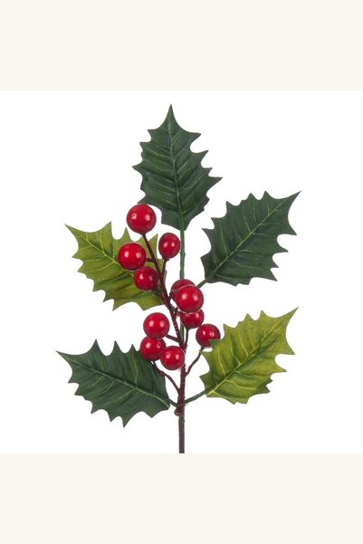 Comerivo Crenguta decorativa cu fructe rosii pentru aranjamente de Craciun, 28cm