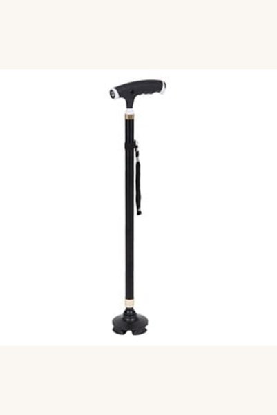 Comerivo Baston de sprijin aluminiu pliabil cu lanterna, reglabil 62-97 cm, 4...