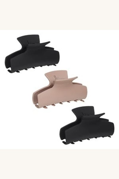 Comerivo Set 3 clame par negru si nude mat 9cm, fixare sigura pentru orice co...