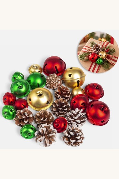 Comerivo Clopotei decorativi Craciun 24 bucati forma con mix culori