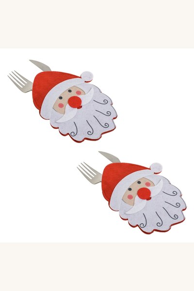 Comerivo Suporturi decorative pentru tacamuri cu Mos Craciun, pasla rosie 14x...