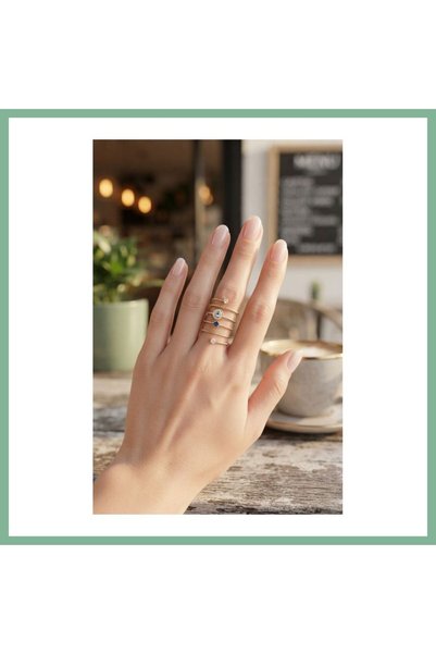 BŞK VİRGO Brass Gold Color Spiral Evil Eye Model Women's Ring Bsk2026