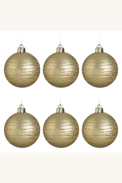 Comerivo 6 Globuri Aurii cu Glitter pentru Brad de Craciun, Diametru 6cm, Fin...