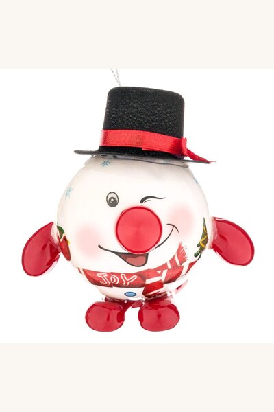 Comerivo Ornament Brad Glob Om de Zapada cu Palarie Neagra si Picioare Rosii ...