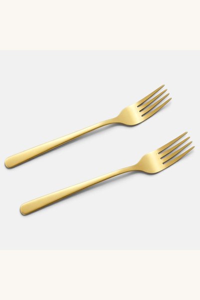 Comerivo Set 2 furculițe din oțel inoxidabil auriu mat, 20,5 cm, colecția Gold