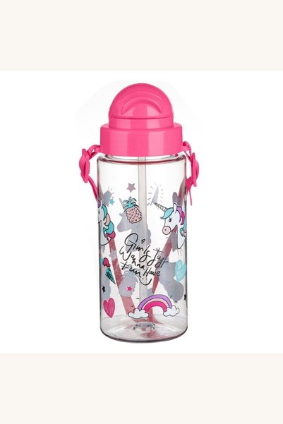 Comerivo Sticla de apa 500ml cu deschidere pop-up si design unicorn roz pentr...