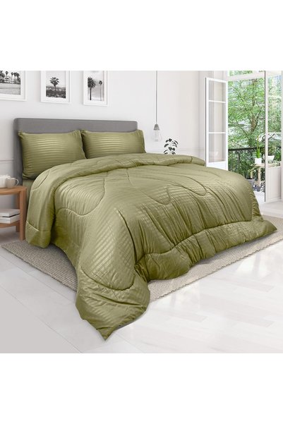 Generic Down Alternative Comforter Set -Ultra Soft Brushed Stripe Microfiber ...