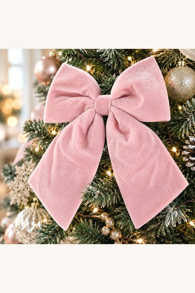 Comerivo Fundita roz catifelata pentru brad Craciun 24x30cm, decor plin de sc...