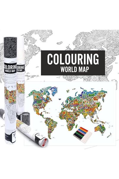 GENERAL Coloring Poster World Map with Color Pen
